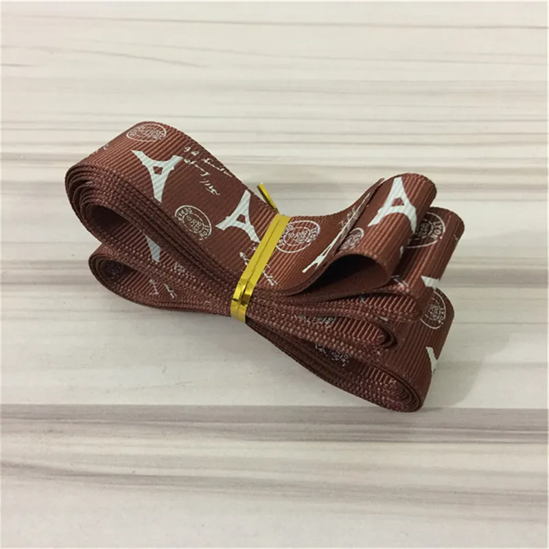 1"(2.5cm) 1 yard Brown OR Black Printed Grosgrain Ribbon Wedding