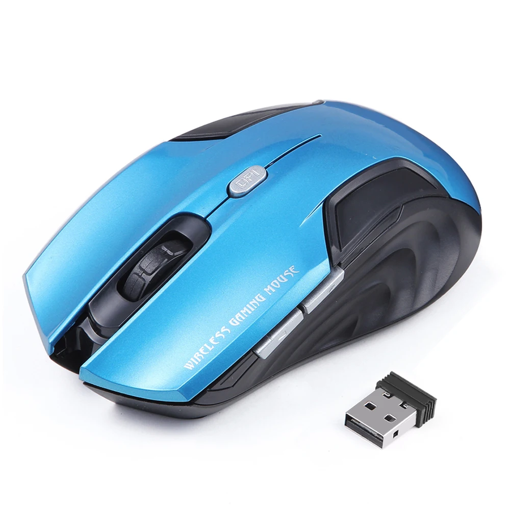Беспроводная мышь 6 Пуговицы оптическая компьютерная Мыши компьютерные геймер 2000 точек/дюйм 2.4 ГГц USB приемник Gaming Мышь для рабочего ноутбука - Цвет: Синий