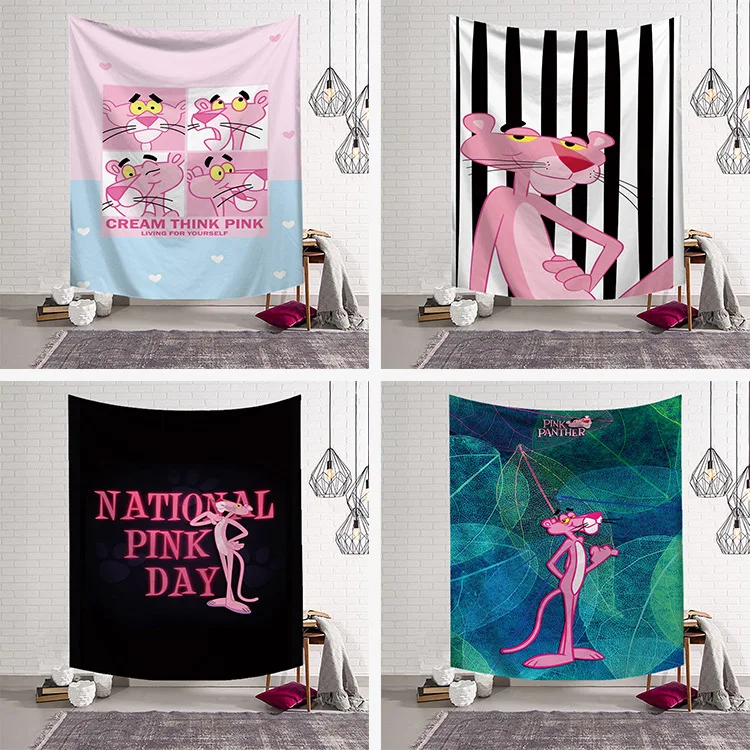 

RUBYLOVE Fashion Cool Animal The Pink Panther Colored Printed Craft Decorative Mandala Macrame Bohemian Wall Hanging Tapestry
