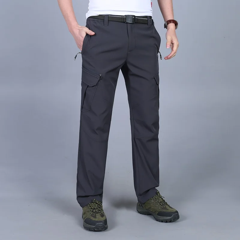 Весна лето мужские водонепроницаемые брюки рабочие брюки дышащие на молнии карман карго прямые брюки быстросохнущие брюки мужские 40 42