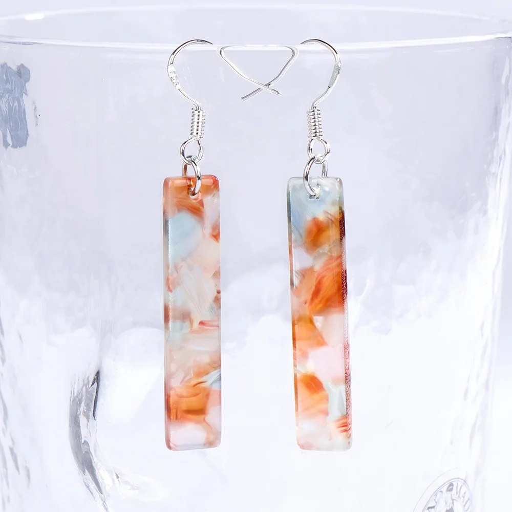 

2019 Trendy Colorful Acrylic Drop Earrings Acetate Board Marble Dangle Earrings Gifts Vintage Geometric Earrings Jewelry