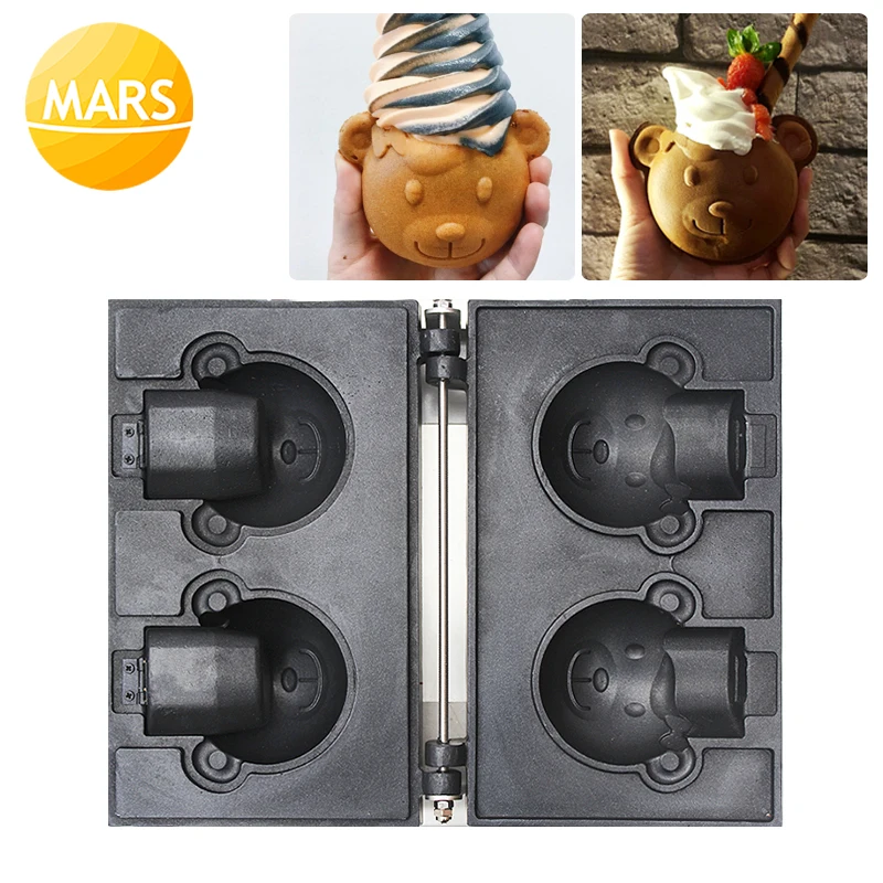 Electric Big Open Mouth Taiyaki 110V 220V Ice Cream Bear Waffle Cones Maker Making Machine Baker Iron Plate