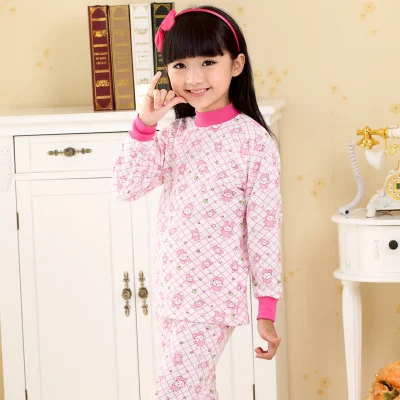 Детский пижамный комплект унисекс из хлопка с длинными рукавами, пижамы для девочек на весну и осень, комплект детской одежды для сна - Цвет: pink mockneck