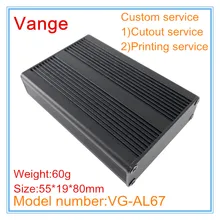 1 шт./партия корпус для теплоотвода 6063-T5 алюминиевый ящик для инструментов diy 55*19*80 мм черный цвет для портативного устройства