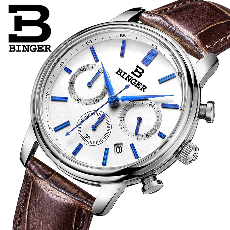 

Chronograph Wrist Watch Male Quartz waterproof relogio Sport clock Switzerland Men Watches BINGER Luxury Brand Watch Men B9005-9