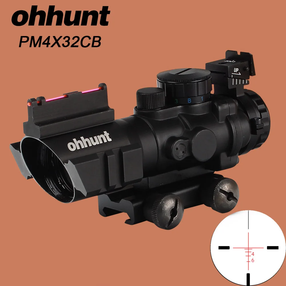 Компактный оптический прицел ohhunt PM 4X32 CB тактический с тройной подсветкой красный