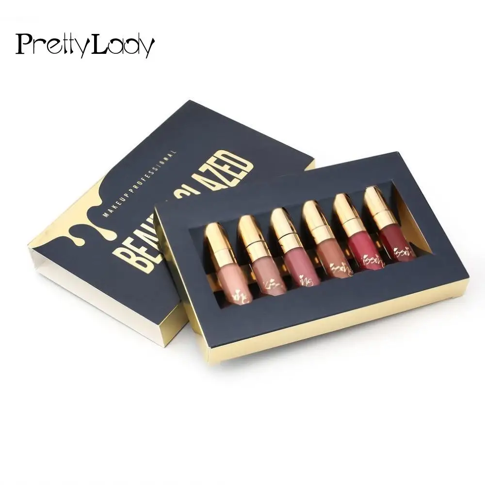 

Liquid Lipstick Kit Gloss Lip Cosmetics BEAUTY Lasting Makeup 6pcs/Set Professional GLAZED Lip Maquiagem Long Lipstick Matte