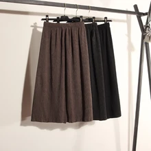 Женская плиссированная юбка трапециевидной формы, Офисная Женская Однотонная юбка до середины икры, с завышенной талией, новая осенне-Весенняя женская юбка
