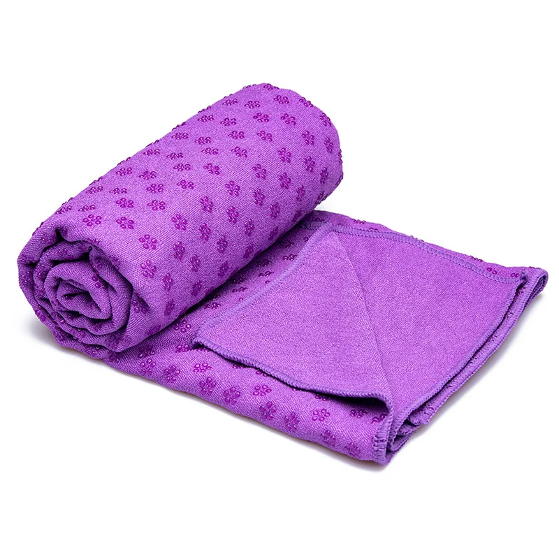Полотенце высокого качества, коврик для йоги с сумкой, нескользящее покрытие, полотенце для спортзала, одеяло для тренировки, спорта, фитнеса, упражнений, пилатеса, противоскользящая сумка - Цвет: Фиолетовый