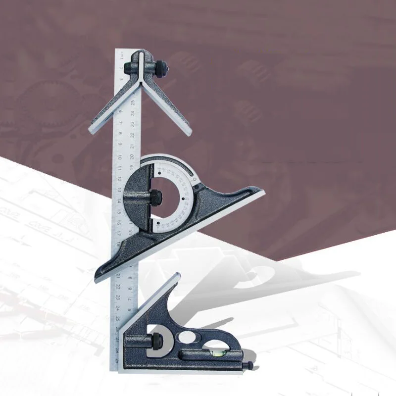 US $25.45 180 Degree Carpenter Tool Combination Square Ruler Protractor MultiFunction Angle Ruler With Horizontal Bubble Measurement Tool