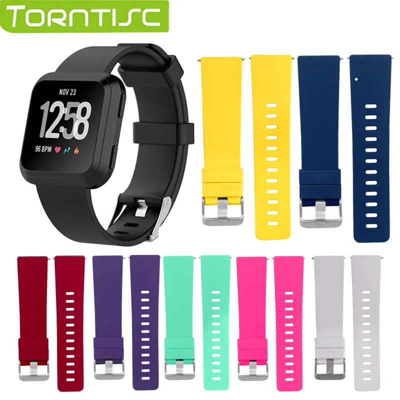 

Torntisc Smart Accessories Silicone Wristband Bracelet Wrist Strap Replacement Watchband for Fitbit Versa band Small Large Size