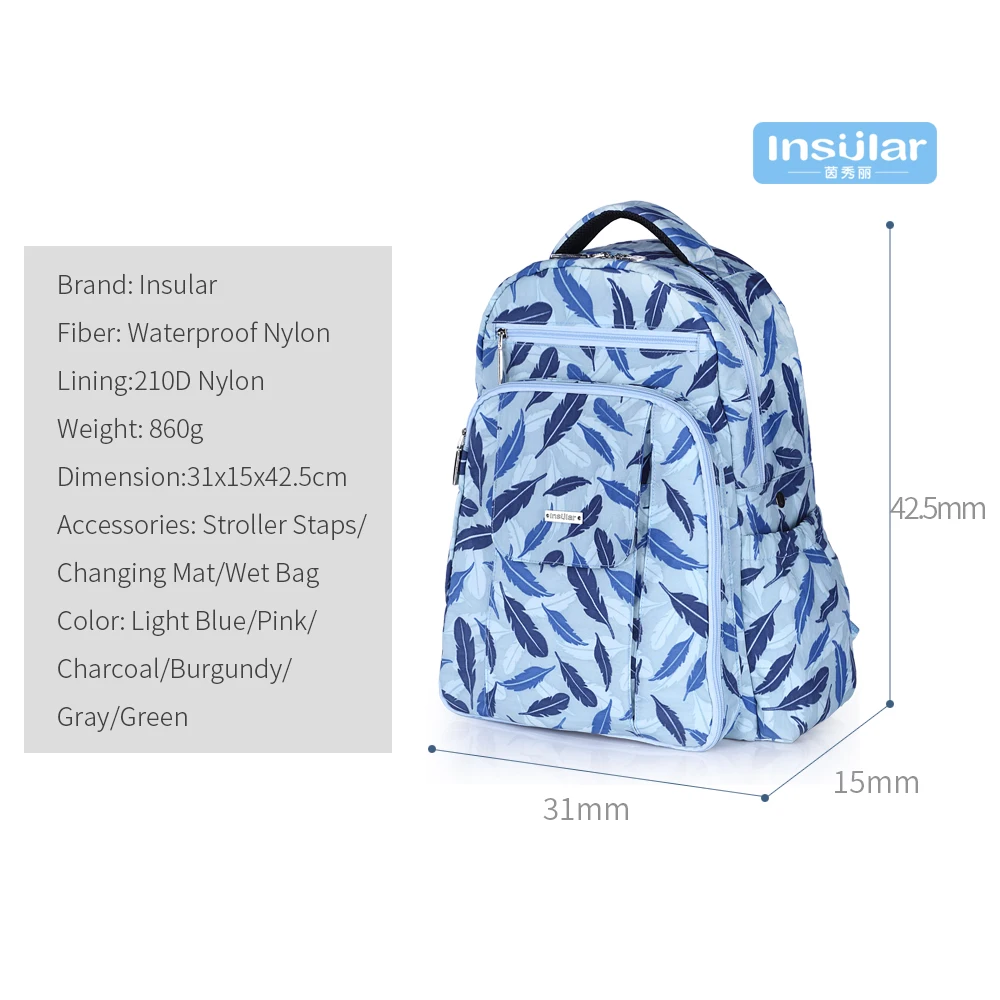 Островная мать пеленки рюкзак большой Ёмкость для беременных Мумия подгузник сумка с Термальность изоляции коляска сумка Мода детские