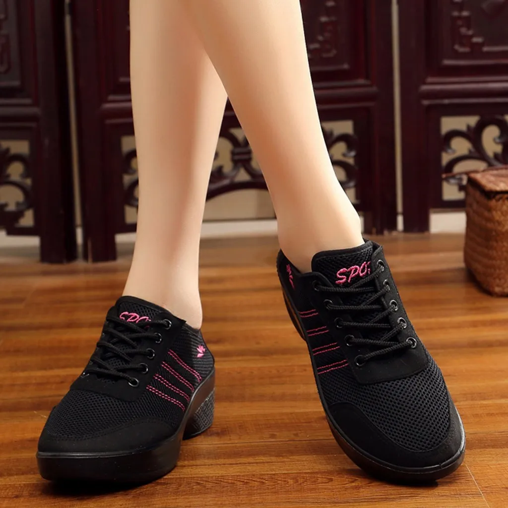 SAGACE/Женская обувь в стиле джаз из сетчатого материала; женские современные танцевальные кроссовки с мягкой подошвой; дышащая легкая обувь для танцев; обувь для фитнеса
