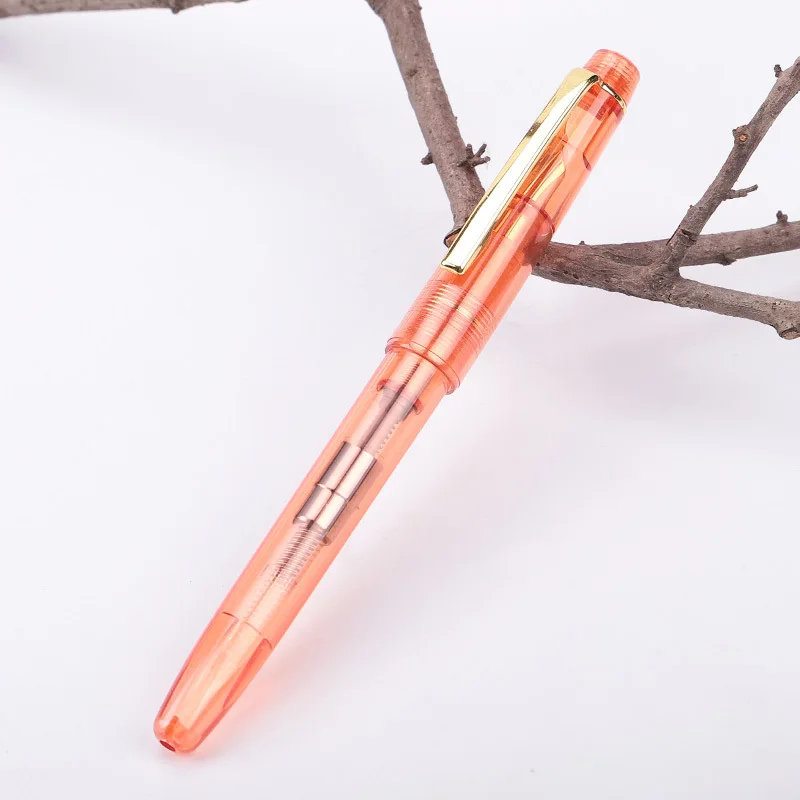 Gold Clip Transparent Fountain Pen Plastic 0.38mm 0.5mm Colored Ink Pens  Stationery for Student