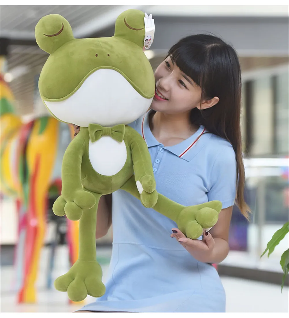 Fancytrader Cuddly Big Plush Frog Toys Soft Stuffed Green Frog Animals Doll for Kids Gifts 2 Sizes6