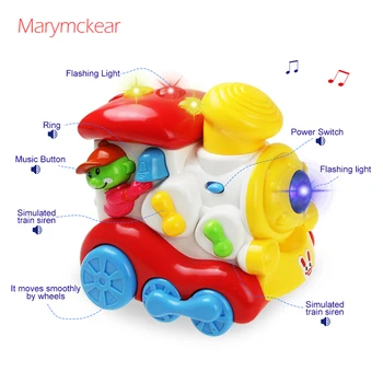 

Baby Educational Toy Happy Train Mini Train with Music Sound & Flashing Light Car Toy Little Train Cartoon Design Gift for Baby