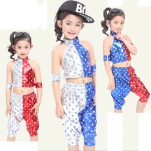 Ребенок Дети Девочки Сценическое Deguisement Хип-Хоп Танец Костюм Одежда Платье Латинский Джаз Хип-Хоп Набор