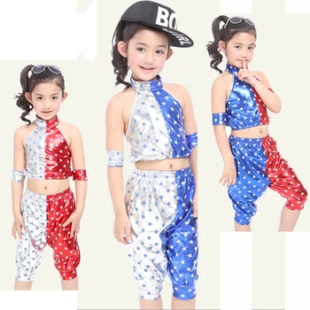 

Child Kids Girls Stage Performance Deguisement Hiphop Dance Costume Clothes Dress Latin Jazz Hip-Hop Set