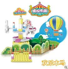 WL5001 Carousel with Clockwork Music Box Turn Around Building block sets Toys for Girls Educational DIY Bricks Toys