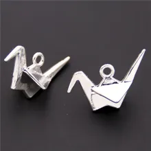 8 шт. античные серебряные тысячи бумажных журавлей подвески из сплава DIY оригами украшения аксессуары A999