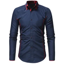 Бренд, модная мужская рубашка с длинным рукавом, Классические весенние мужские рубашки, облегающие мужские рубашки XXXL