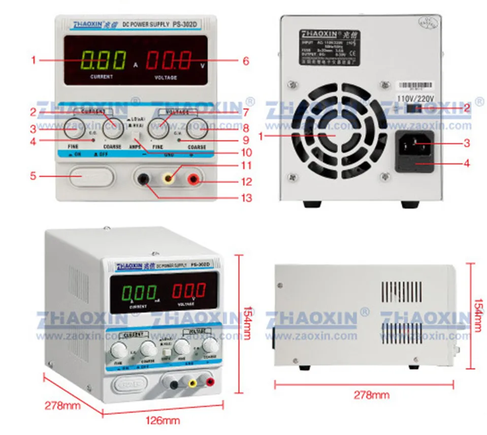 ZHAOXIN DC Питание малая лабораторная мельница PS-305D переменной 30V 5A цифровой регулируемого постоянного тока Питание