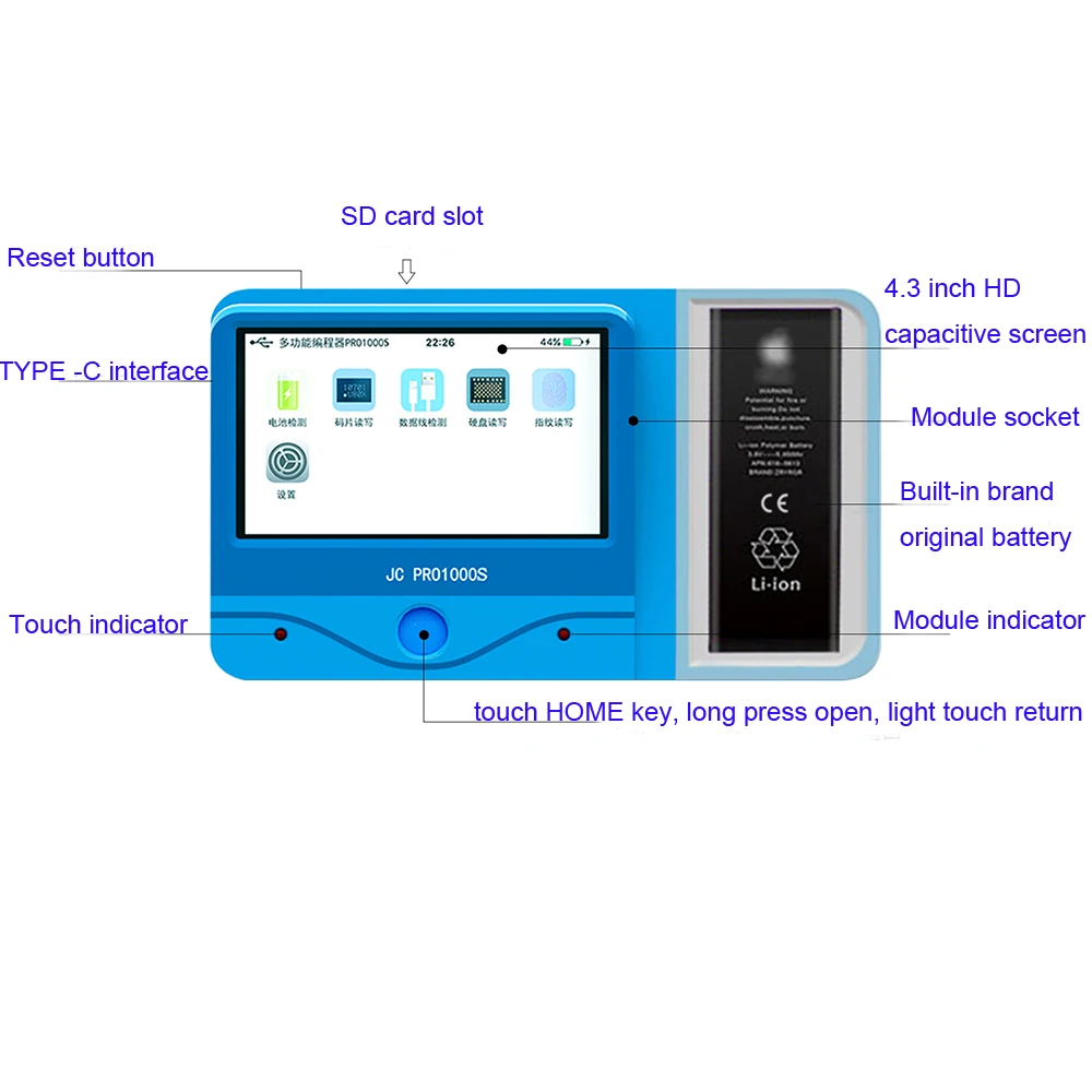 JC PRO1000S Универсальный программист для iPhone 5 6 7 8 X чип HDD чтения и письма батарея