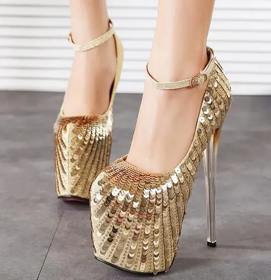 gold glitter closed toe heels