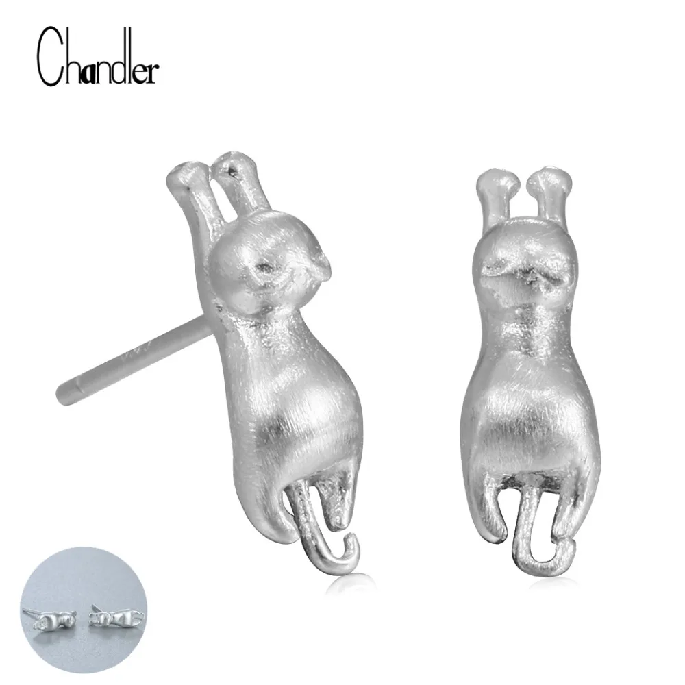 Серьги гвоздики Chandler Котенок с 3D животными прыгающим искусственным столбом для