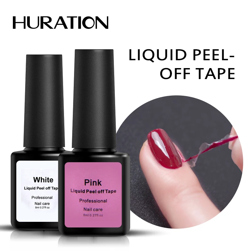 Huration New Peel Off Edge Clean Pink White Liquid Nail Art Gel Polish Easy Remove Base Coat Liquid Tape Polish Manicure Lacquer