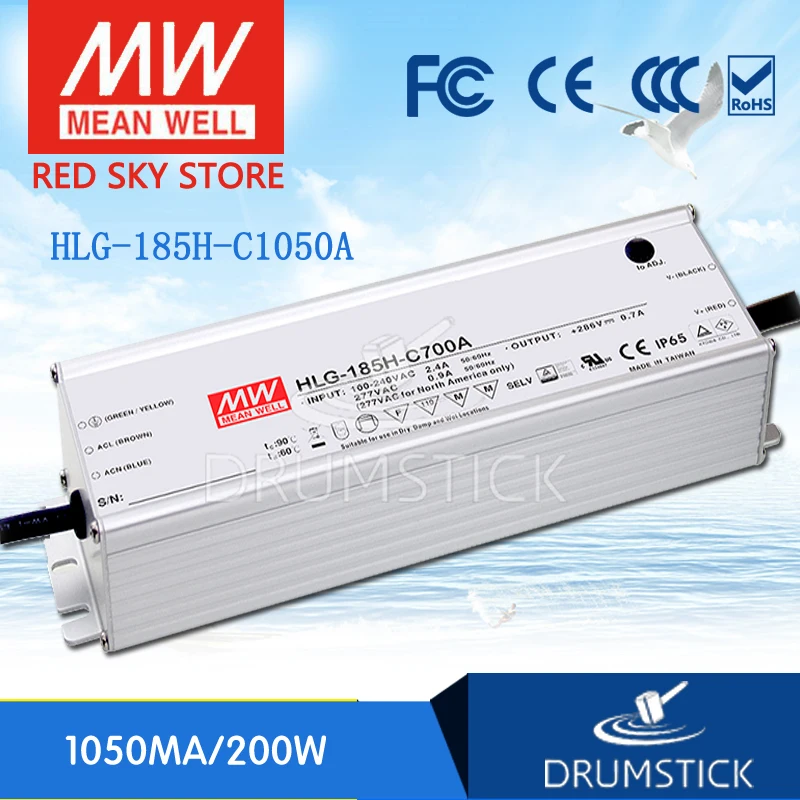 ФОТО Redsky1 Hot! MEAN WELL original HLG-185H-C1050A 95V ~ 190V 1050mA meanwell HLG-185H-C 199.5W LED Driver Power Supply A Type