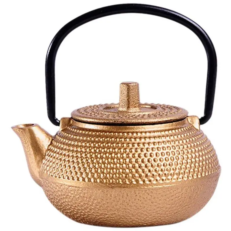 1 шт., мини-чугунный чайник в японском стиле, маленький чайник Tetsubin, 50 мл, легко носить с собой - Цвет: Gold