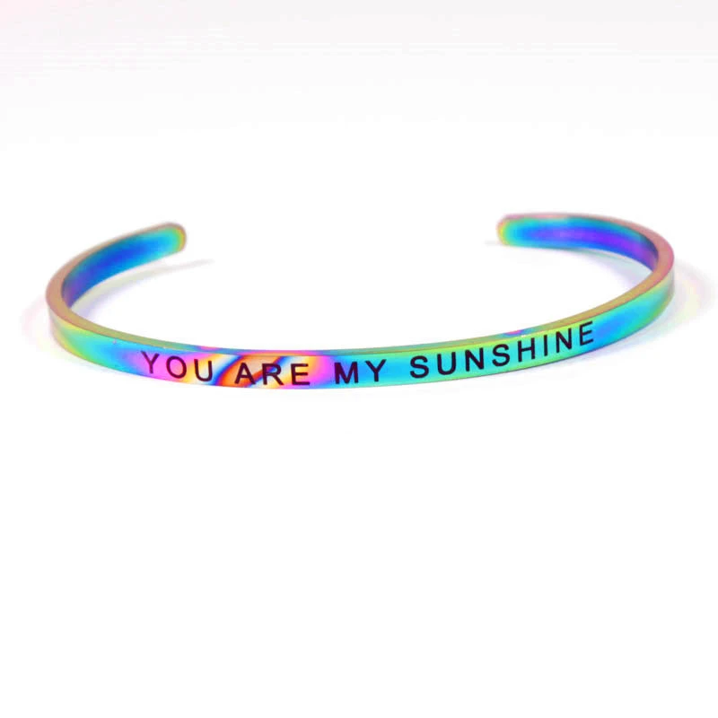 New YOU ARE MY SUNSHINE гравировкой Браслеты нержавеющей стали браслеты 4 мм Ширина