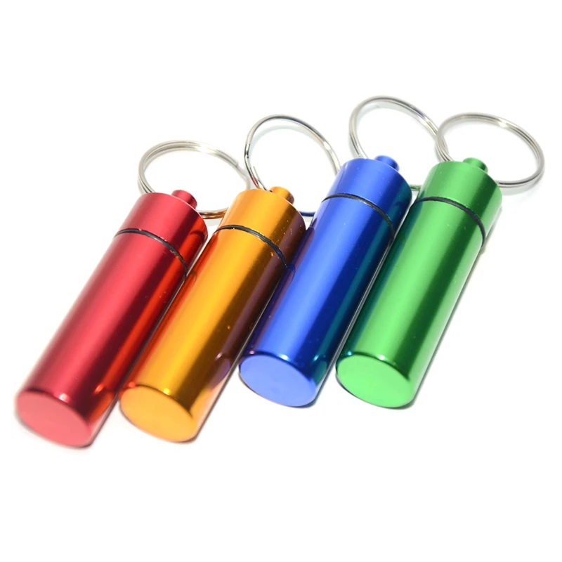 

1PC Waterproof Aluminum Pill Box Case Bottle Holder Container Keychain Medicine Box Health Care Dispensing Bottles