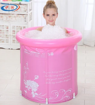 

65x70 thickening folding Portable tub Adult Spa PVC bathtub inflatable bathtub bucket blue and pink