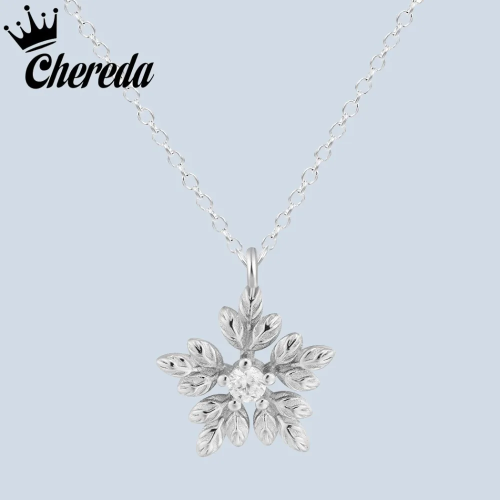 

Chereda Pendant Necklace Ice Flower Pentagram Fashion Crystal Rhinestone Luxury Jewelry For Women Leaf Geometric Accessories
