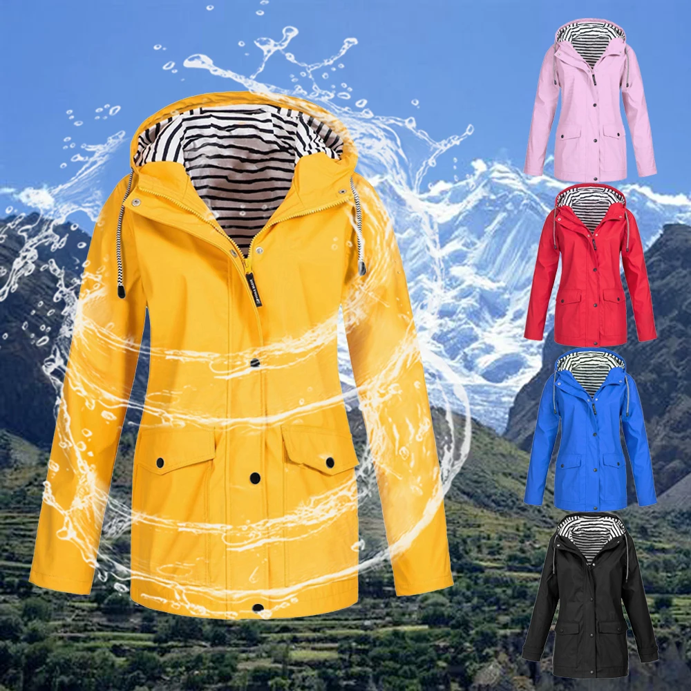 

5XL Women Hiking Jackets Windproof Hooded coat Windproof Tops Zipper Windbreaker Thermal wind Jacker Outdoor Coat jaqueta