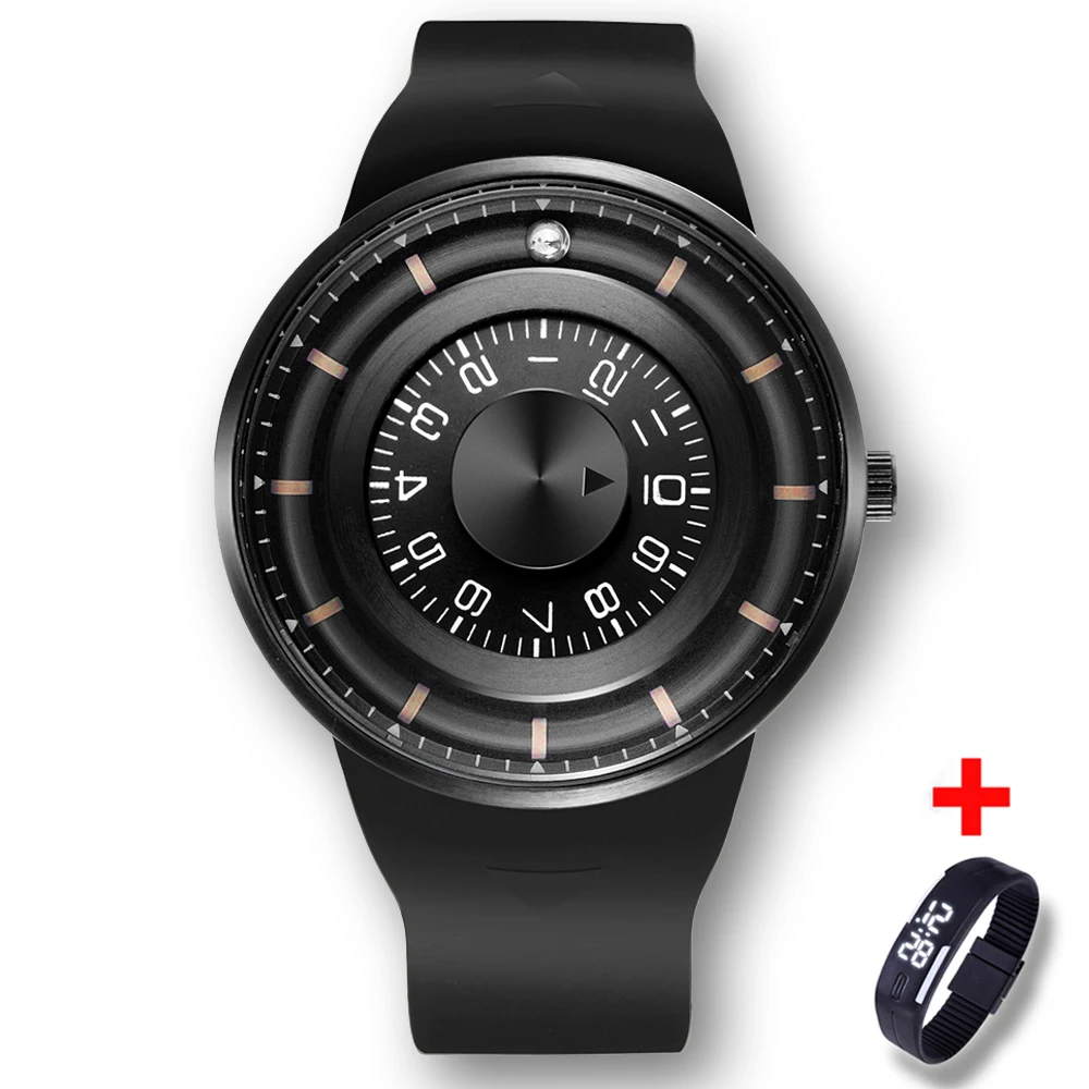 

Dropship New Creative Rotation Men Watches Stainless Steel dial Silicone Strap Quartz Sport Watch Men Fashion Relogio Masculino