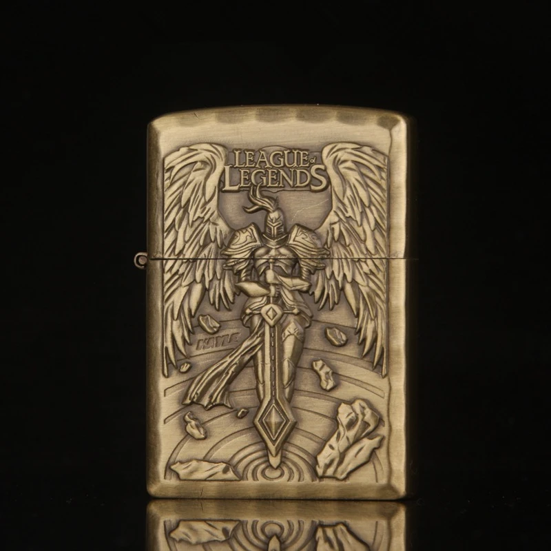 Free-shipping-Cigarette-Accessories-Portable-bronze-color-oil-lighter-Cheaper-Emboss-Network-game-characters-Kerosene-lighters