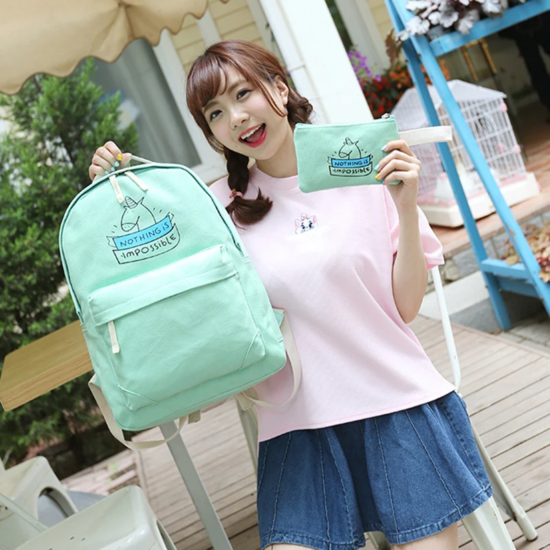 Adolescentes Portable Toile lot Femmes Sac Pcs Ordinateur Sacs De 2 Les Mignon Voyage Dos Mode 100 À Pour ensemble Pcs Impression wTSqB1R