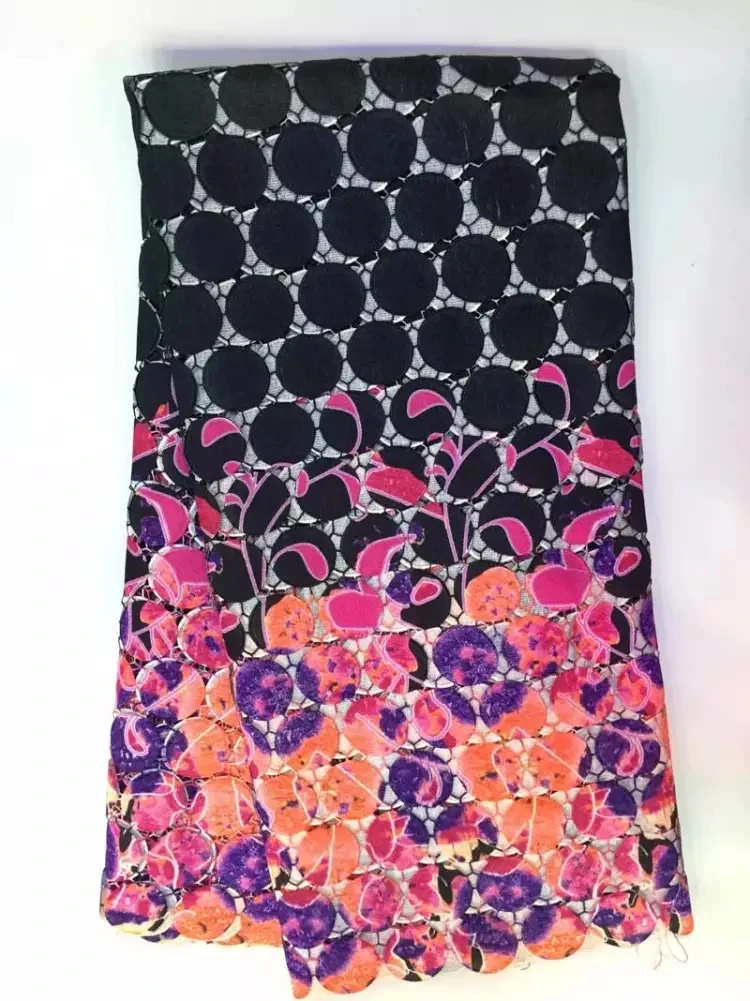 

Hot African nigerian guipure swiss voile lace,high quality water soluble print lace Fabric for Wedding dresses 5y/lot J20Y563
