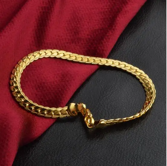 KITEAL, высокое качество, желтое золото/серебро, женский браслет с духами, 5 мм, 20 см, плоская цепочка, свадебное украшение, 925 штамп