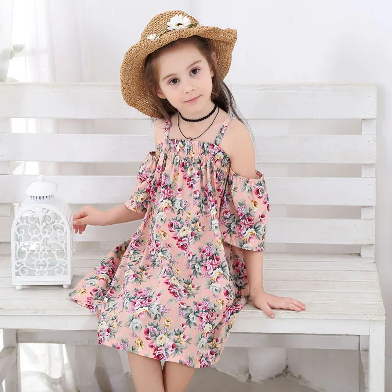 

MERI AMMI Children Girl Clothing Shoulderless Floral Dress Flower Dress Christmas Gift Xmas For 2-11 Year Girl