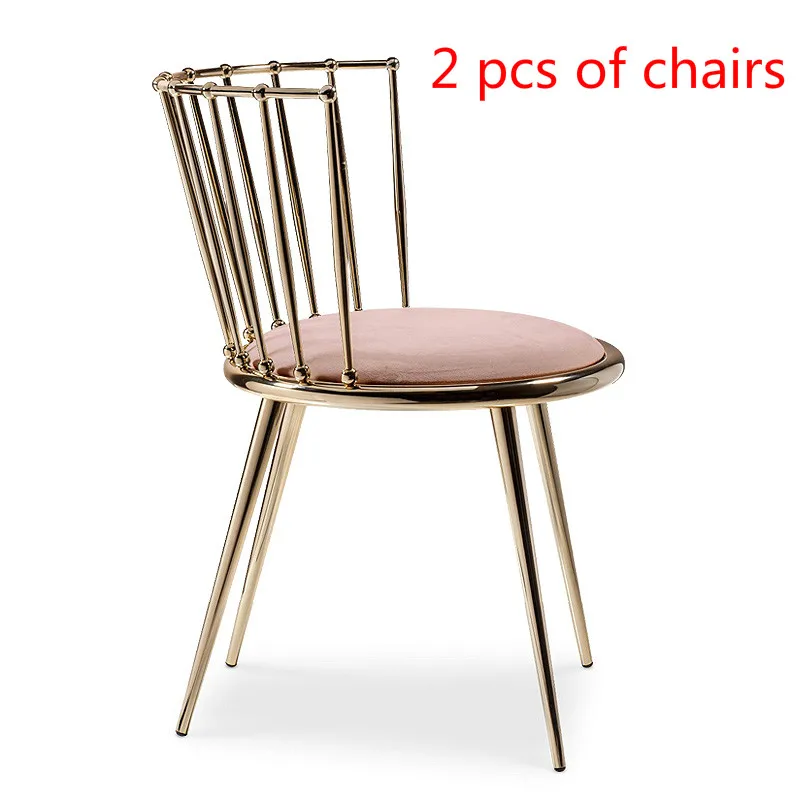 2 pcs Fashion Nordic Gold Iron Chair modern design dressing table chairs metal steel chair makeup stool Multicolor mat