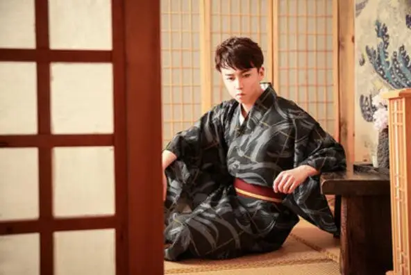 Традиционная японская мужская одежда кимоно самурая для каратэ Obi Yukata мужское кимоно косплей традиционные японские кимоно FF2116 - Цвет: 2