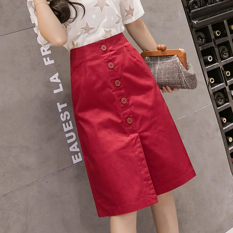 

Women Summer Skirts 2019 New Style Fashion High waist Split Paket hip Skirts Solid color Slim Large size Female Skirts NZYD79A