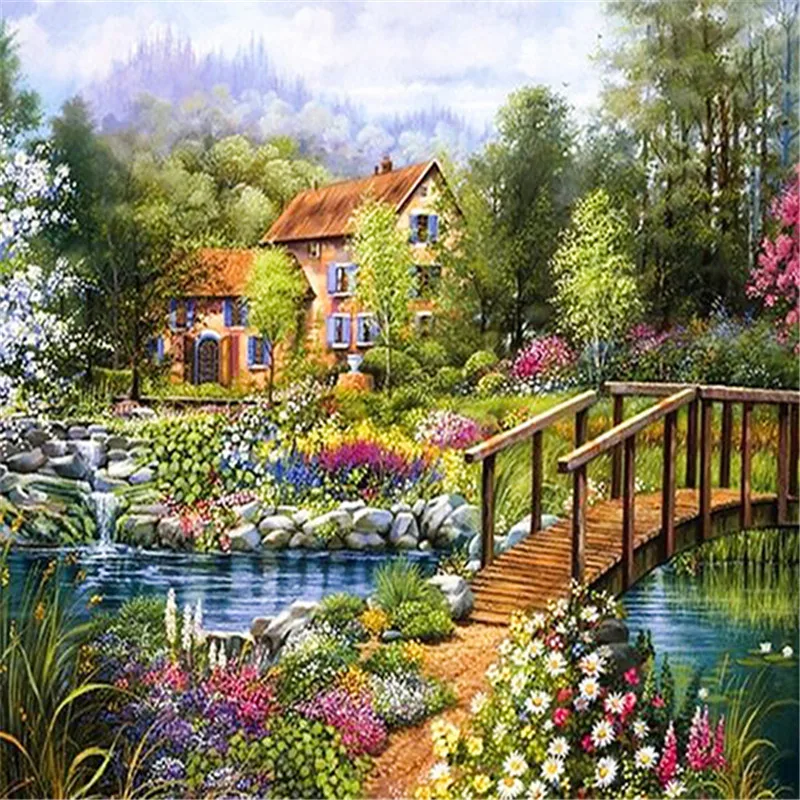 

Diamond embroidery 5D Small bridge cross stitch cube drill diamond sets unfinished decorative diy diamond painting