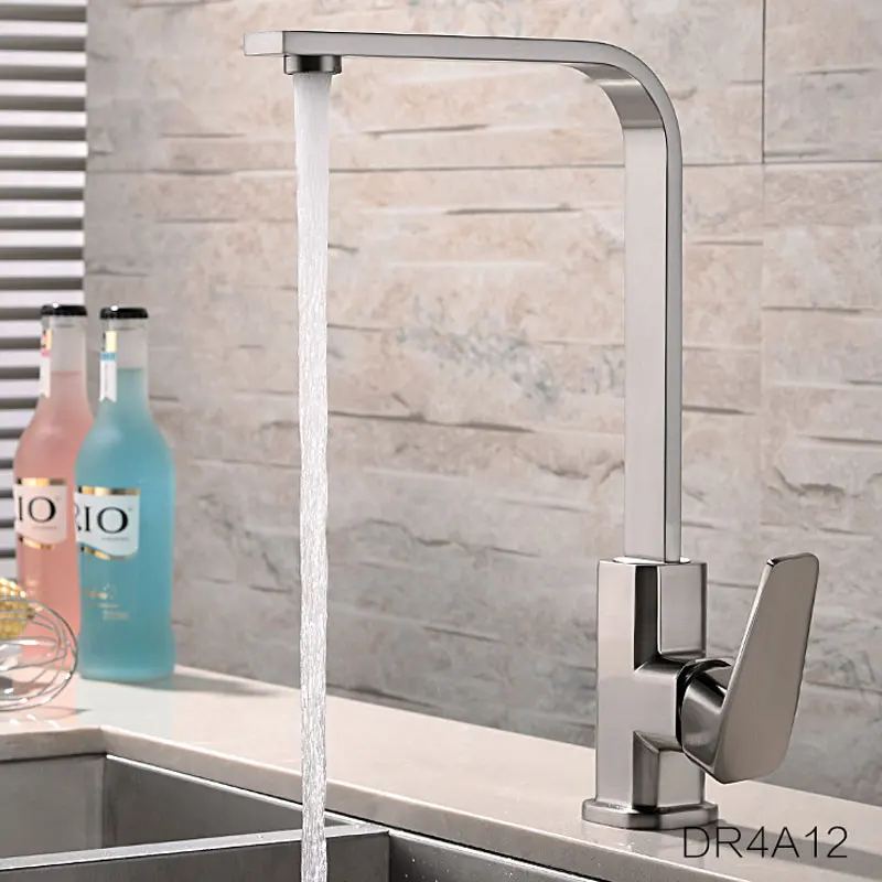 

Kitchen Faucets Hot and Cold Water Mixer Pure Tap all copper Faucets 360 degree deck mounted chrome & brushed