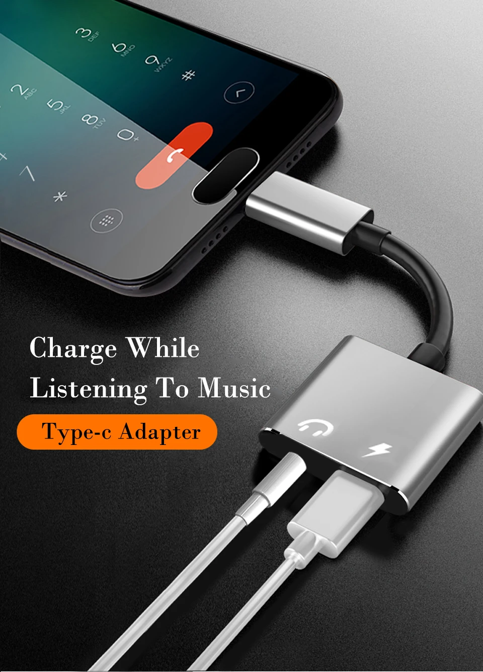 2in1 Type-c Cables For iPhone 7 8 Plus X Charging adapter Charger Splitter For Lightning Headphone Earphone  Audio Cable Adapter (1)
