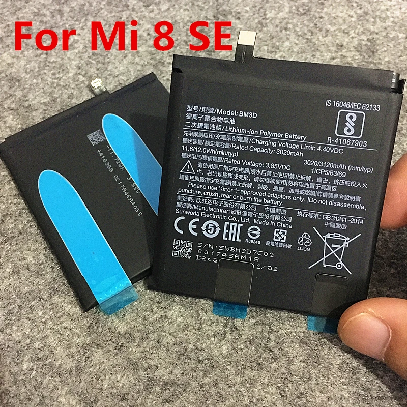 Настоящий 3300/3400 mAh BM3E аккумулятор с клеем, стикер для Xiaomi mi 8 mi 8 батареи